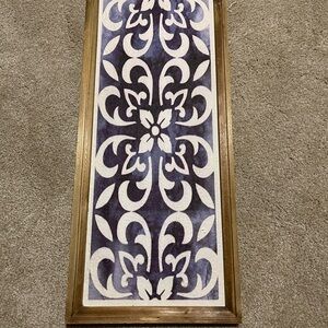 Sophisticated Blue and White Mixed Media Art